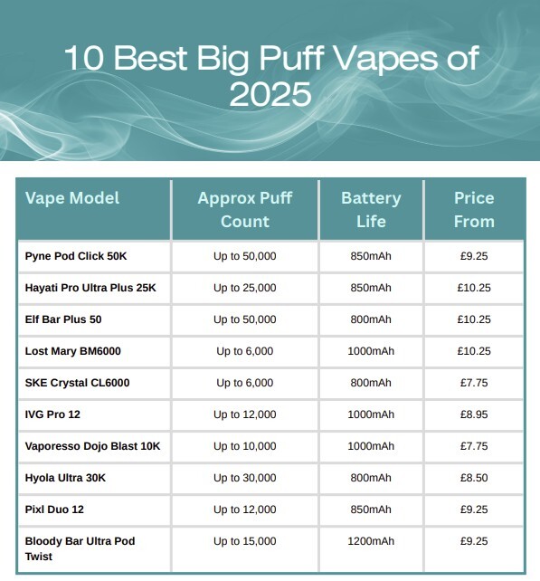 10 Best Big Puff Vapes of 2025