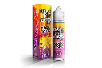 Double Drip Coil Sauce Mango Tropic Shortfill Bottle and Packaging
