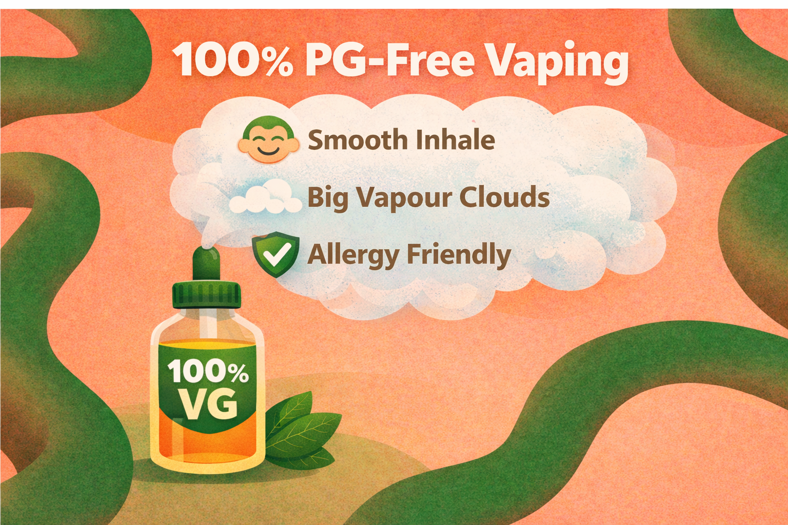 Illustration of PG-free vaping with 100% VG e-liquid