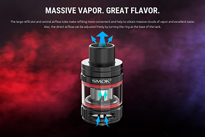 SMOK Rigel TFV9 Tank Highlighting Increased Airflow