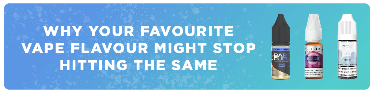 Gradient hero banner with e liquid bottles