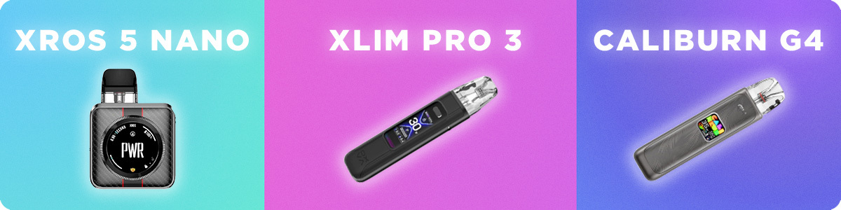 Xros 5 Nano Vs Xlim Pro 3 Vs Caliburn G4 Banner
